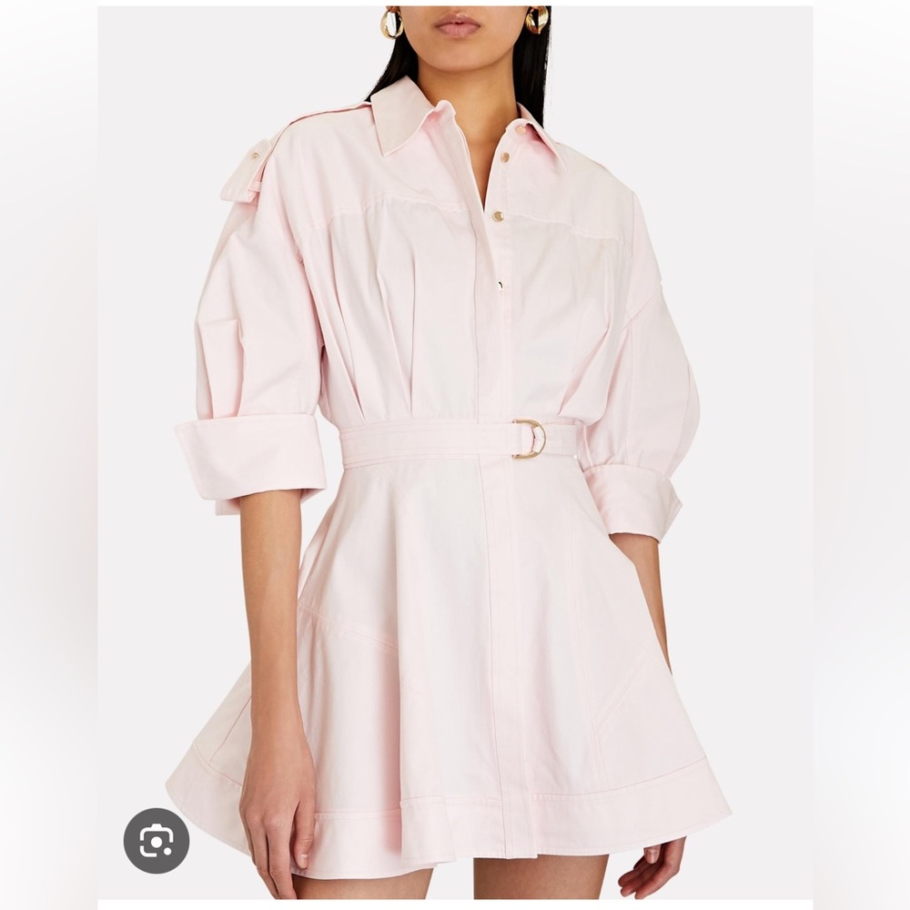 ACLER Vienna Cotton Mini Dress in Pink with Gold Hardware
